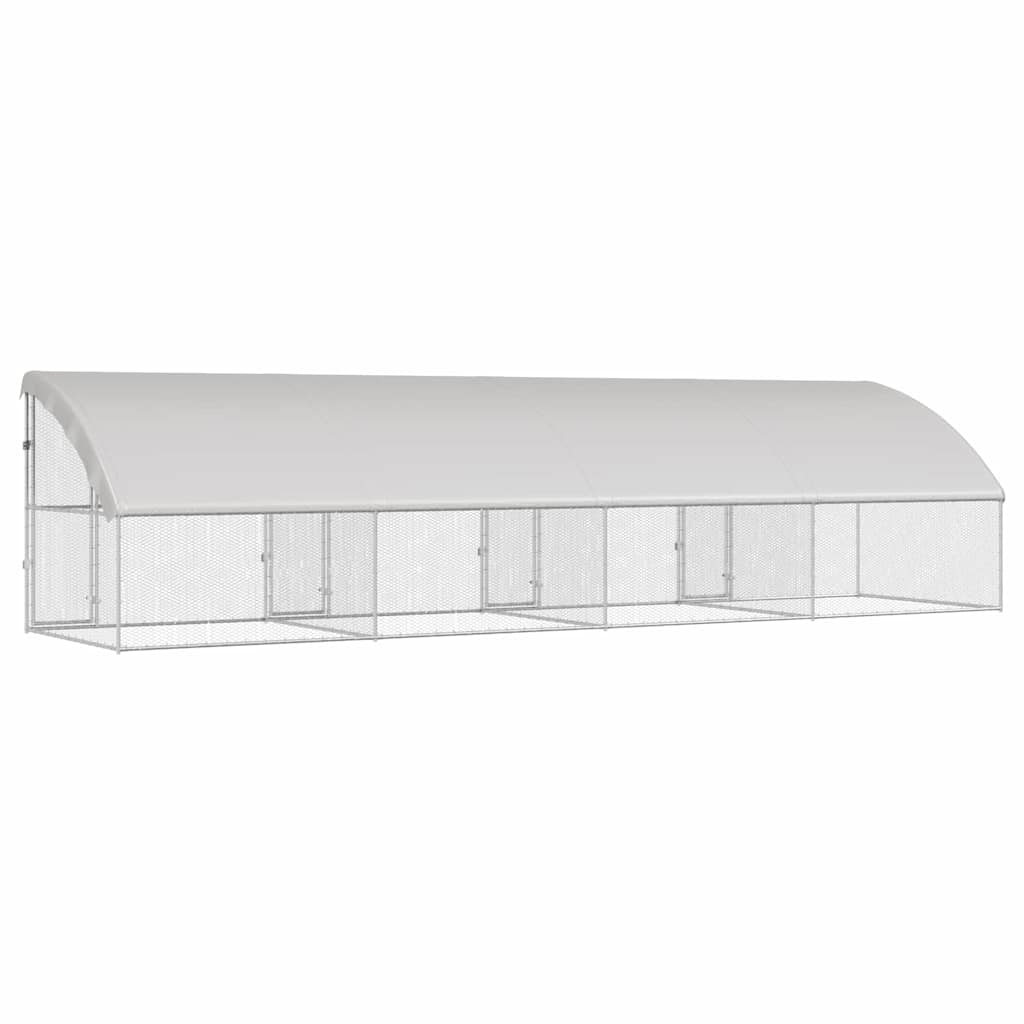 vidaXL Κλουβί για κότες Ασημί 800 x 200 x 198.5 εκ