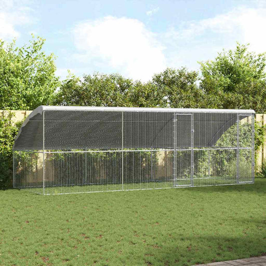 vidaXL Κλουβί για Κότες με 2 Πόρτες 3 τεμ. Ασημί 600x200x200cm