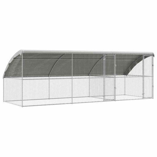vidaXL Κλουβί για κότες Ασημί 600 x 200 x 198.5 εκ