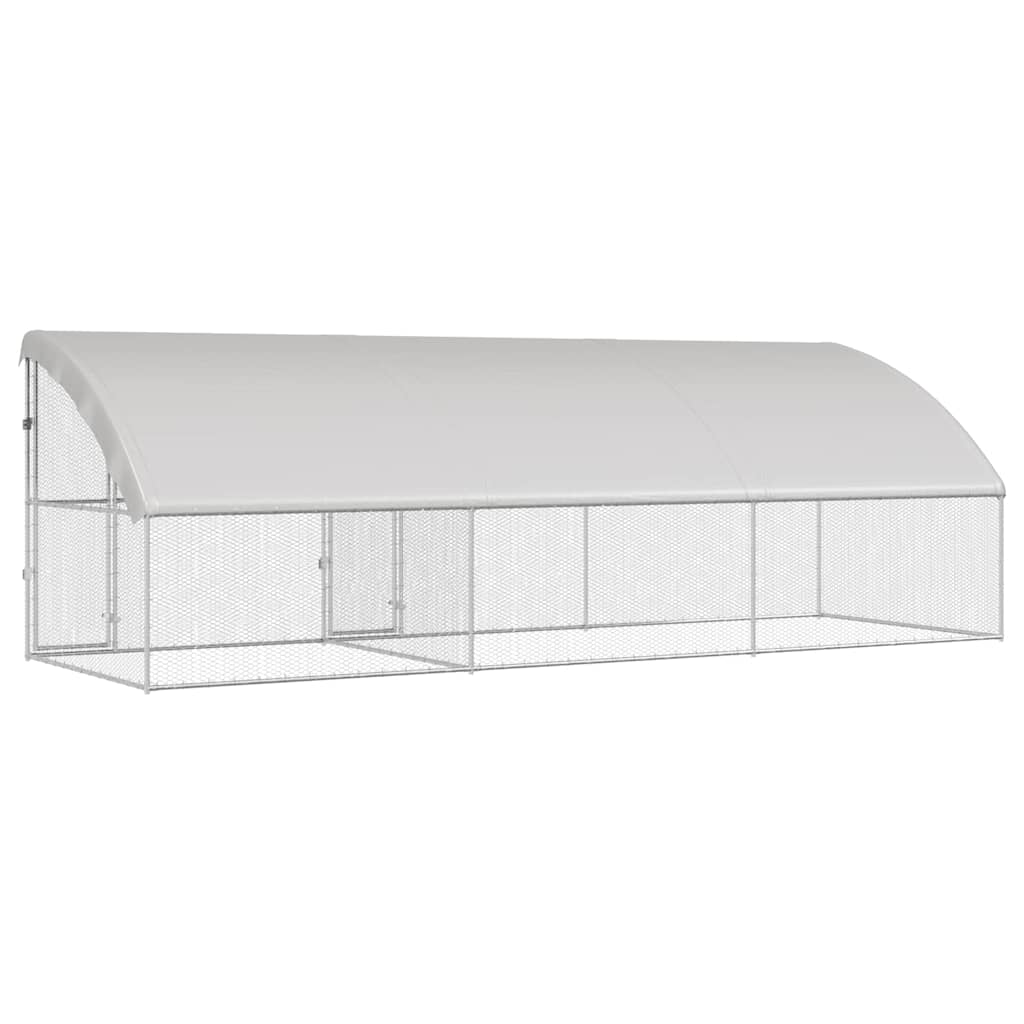 vidaXL Κλουβί για κότες Ασημί 600 x 200 x 198.5 εκ