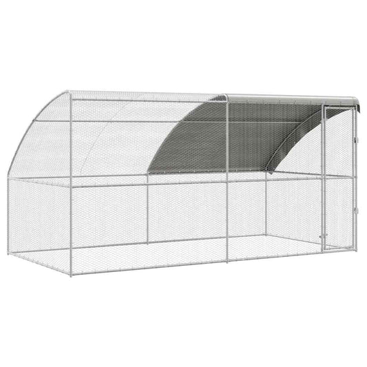 vidaXL Κλουβί για κότες Ασημί 400 x 200 x 198.5 εκ