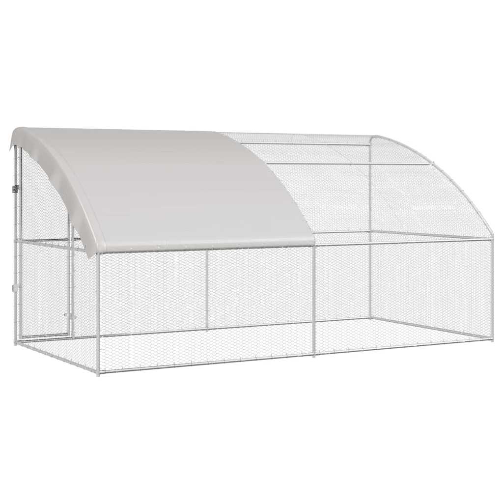 vidaXL Κλουβί για κότες Ασημί 400 x 200 x 198.5 εκ