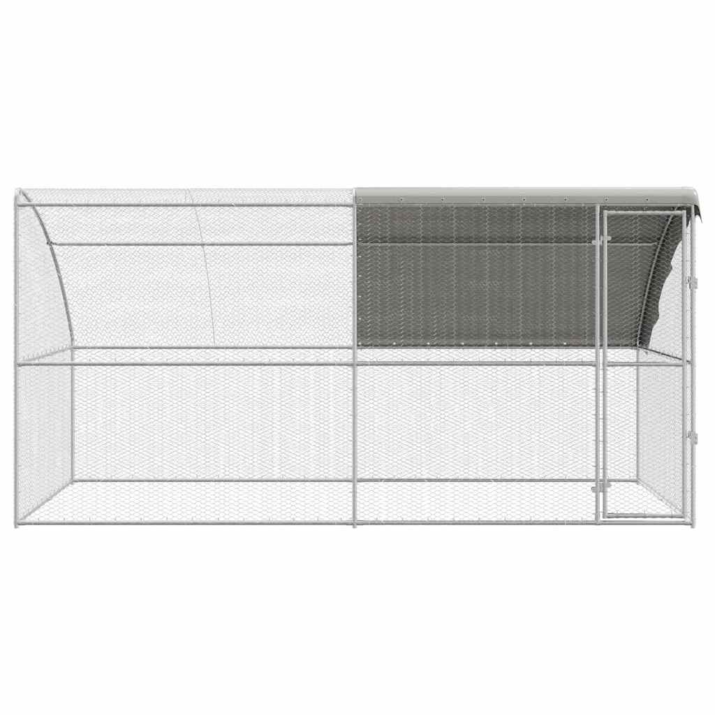 vidaXL Κλουβί για κότες Ασημί 400 x 200 x 198.5 εκ
