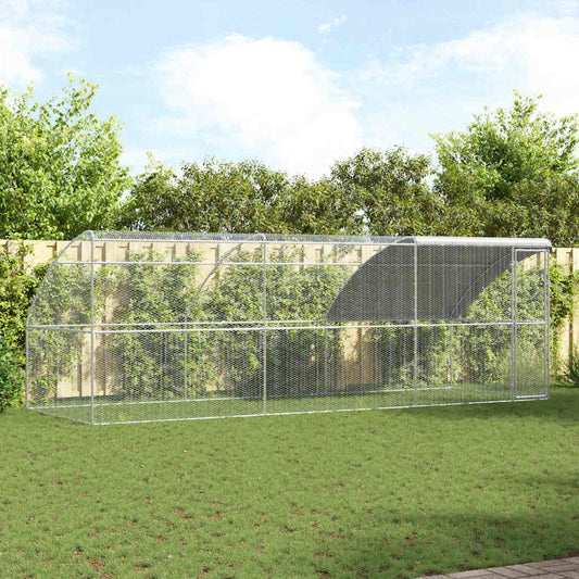 vidaXL Κοτέτσι με 1 πόρτα 3 τεμ. Ασημί 600x200x200cm Χάλυβας και PE
