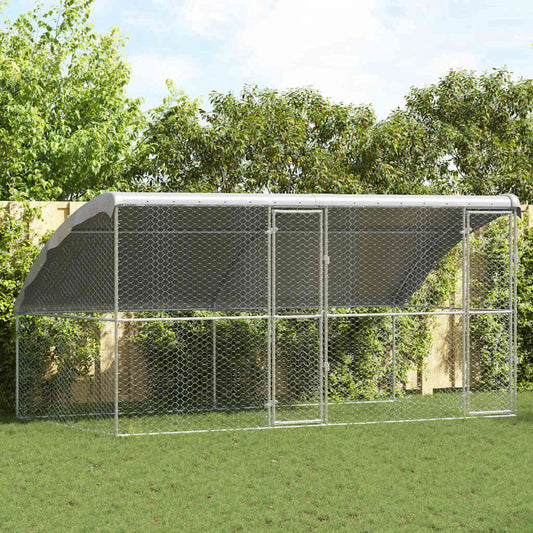 vidaXL Κλουβί Σκύλου με αποθήκευση 2 pcs Ασημί 4 x 2 x 2 m Ατσάλι