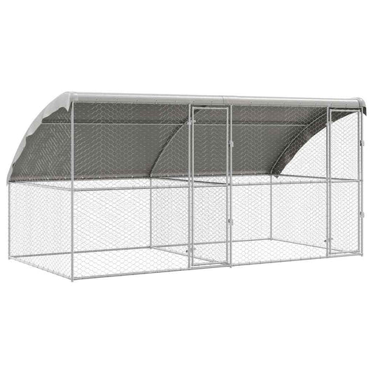 vidaXL Κλουβί Σκύλου με αποθήκευση 2 pcs Ασημί 4 x 2 x 2 m Ατσάλι