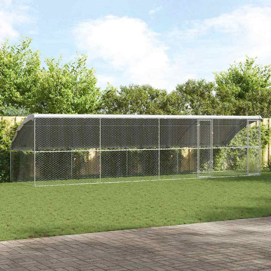 vidaXL Κλουβί Σκύλου με αποθήκευση 4 pcs Ασημί 8 x 2 x 2 m Ατσάλι