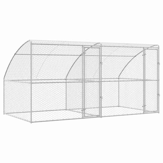 vidaXL Κλουβί Σκύλου με αποθήκευση 2 pcs Ασημί 4 x 2 x 2 m Ατσάλι