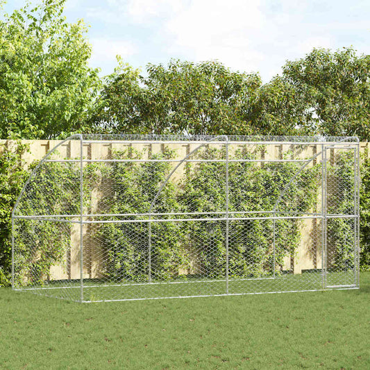 vidaXL Κλουβί Σκύλου με αποθήκευση 2 pcs Ασημί 4 x 2 x 2 m Ατσάλι
