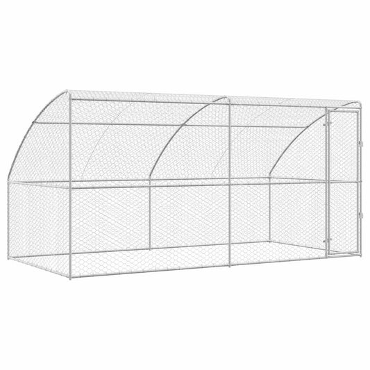 vidaXL Κλουβί Σκύλου με αποθήκευση 2 pcs Ασημί 4 x 2 x 2 m Ατσάλι