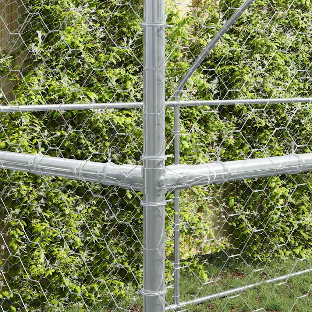 vidaXL Κλουβί Σκύλου με αποθήκευση 4 pcs Ασημί 8 x 2 x 2 m Ατσάλι