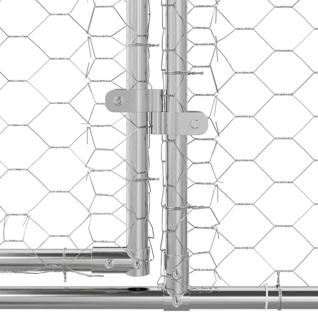 vidaXL Κλουβί Σκύλου με αποθήκευση 4 pcs Ασημί 8 x 2 x 2 m Ατσάλι