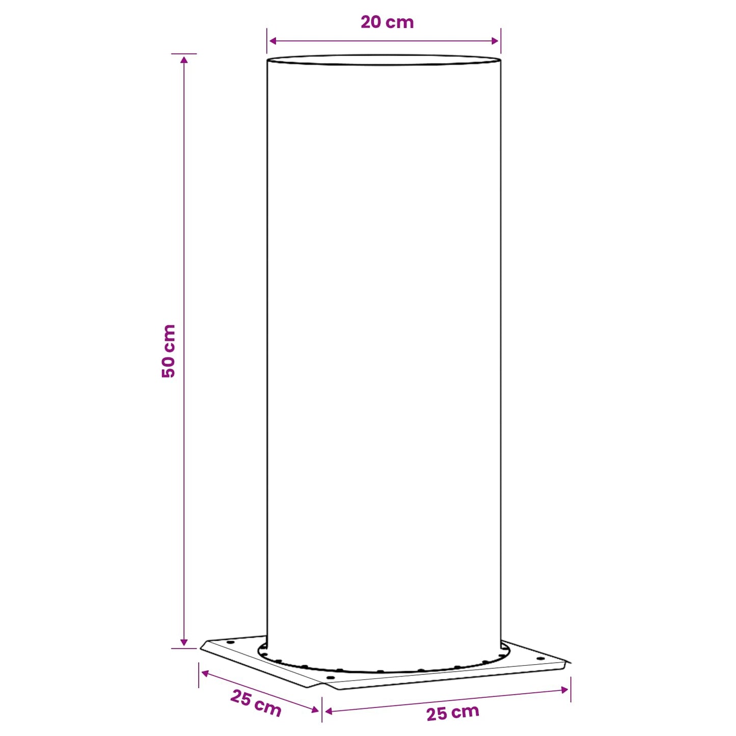 vidaXL Επέκταση Κεφαλής Καμινάδας Ασημί 25 x 25 x 50 cm