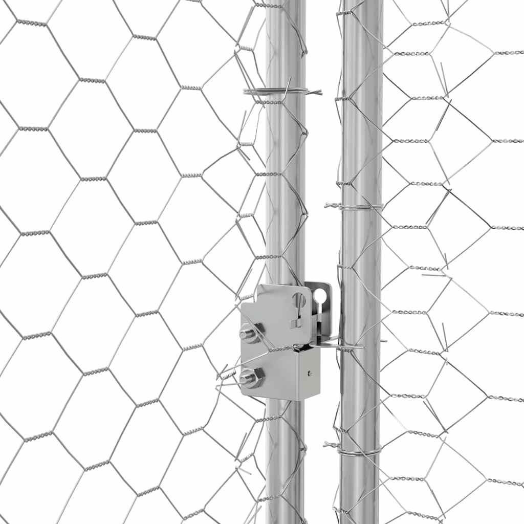 vidaXL Κλουβί Σκύλου με αποθήκευση Ασημί 2 x 2 x 2 m Ατσάλι