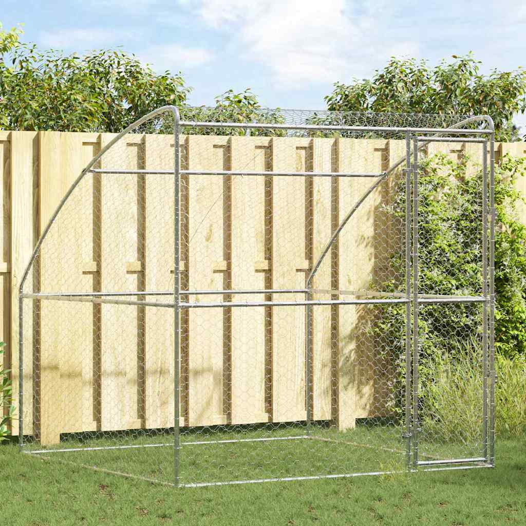 vidaXL Κλουβί Σκύλου με αποθήκευση Ασημί 2 x 2 x 2 m Ατσάλι