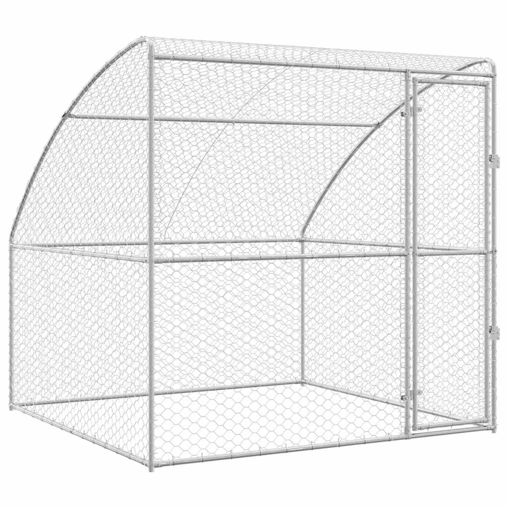 vidaXL Κλουβί Σκύλου με αποθήκευση Ασημί 2 x 2 x 2 m Ατσάλι