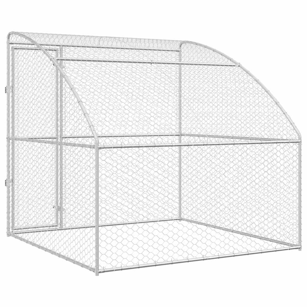 vidaXL Κλουβί Σκύλου με αποθήκευση Ασημί 2 x 2 x 2 m Ατσάλι