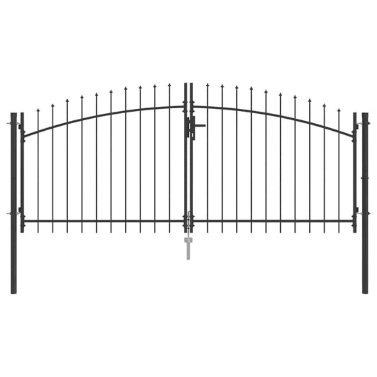 vidaXL Διπλή Πύλη με κλειδαριά Woerden Γκρι 299,5 x 149,5 εκ. Ατσάλι