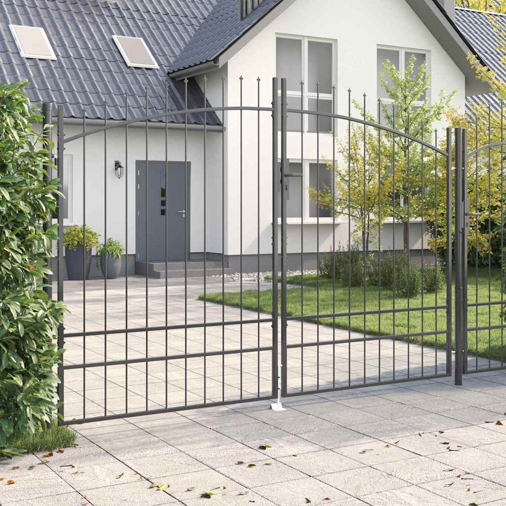 vidaXL Διπλή Πύλη με κλειδαριά Woerden Γκρι 299,5 x 249,5 εκ. Ατσάλι