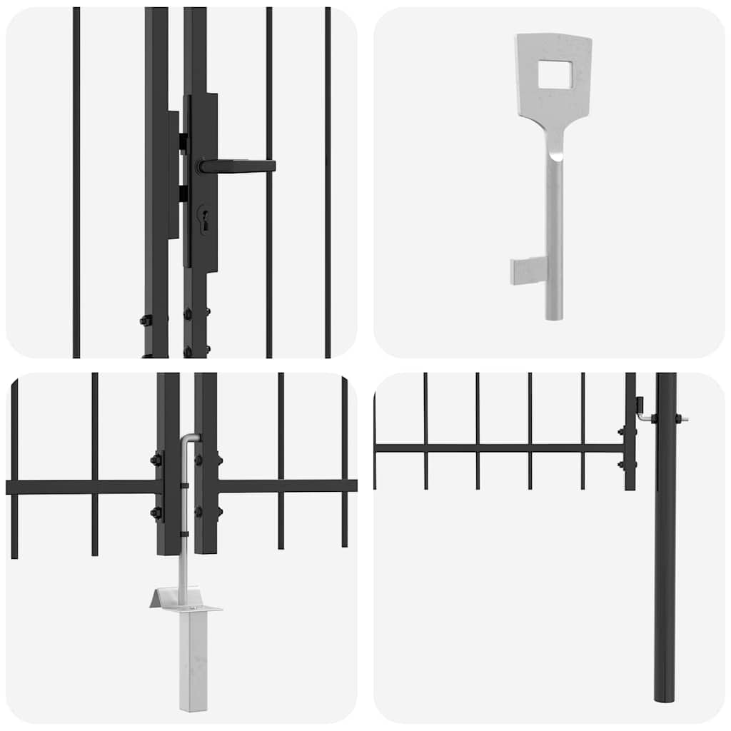 vidaXL Διπλή Πύλη με κλειδαριά Γκρι 400 x 199.5 εκ. Ατσάλι