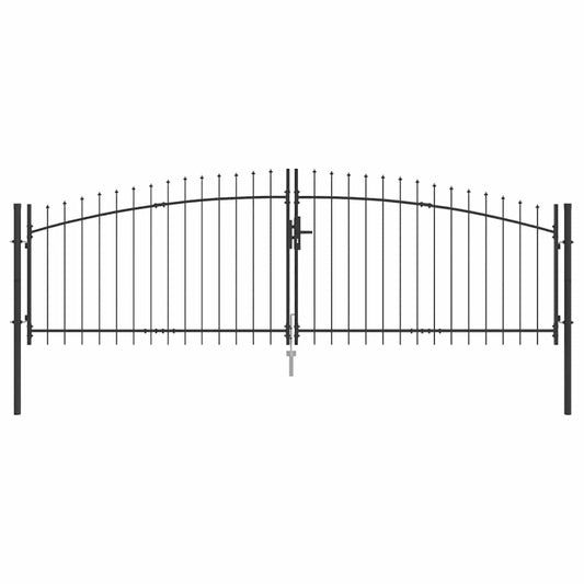 vidaXL Διπλή Πύλη με κλειδαριά Woerden Γκρι 400 x 174,5 εκ. Ατσάλι