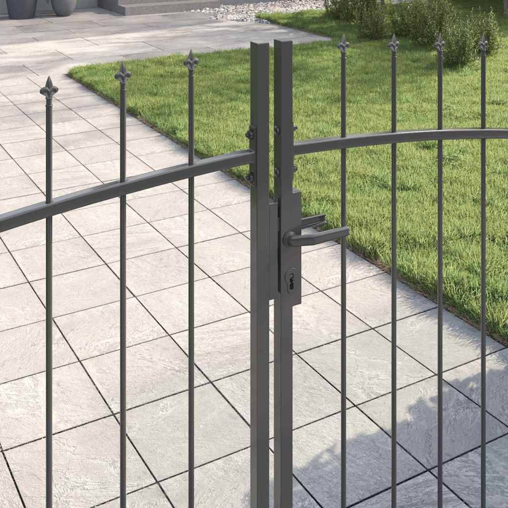 vidaXL Διπλή Πύλη με κλειδαριά Woerden Γκρι 400 x 199.5 εκ. Ατσάλι