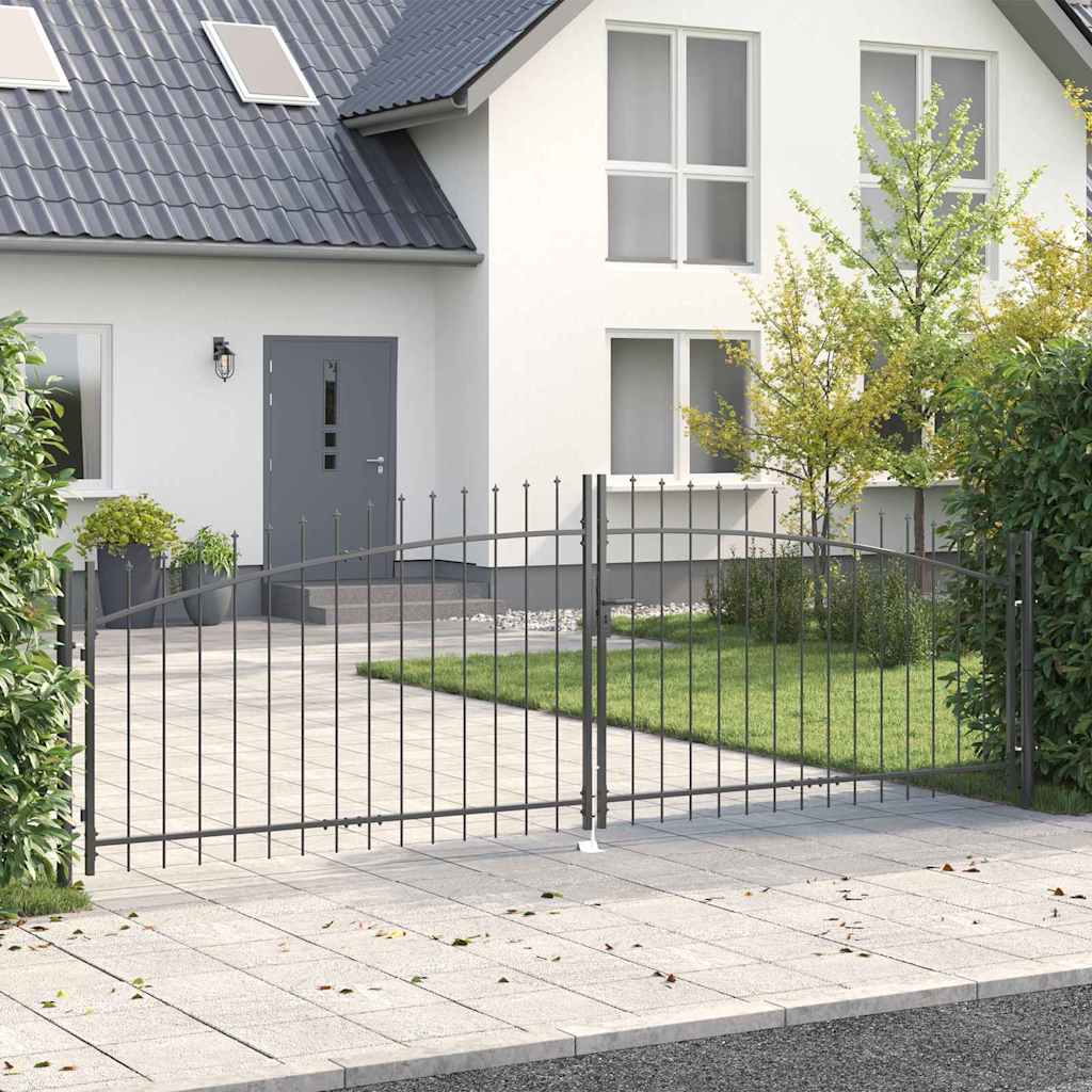 vidaXL Διπλή Πύλη με κλειδαριά Woerden Γκρι 400 x 199.5 εκ. Ατσάλι