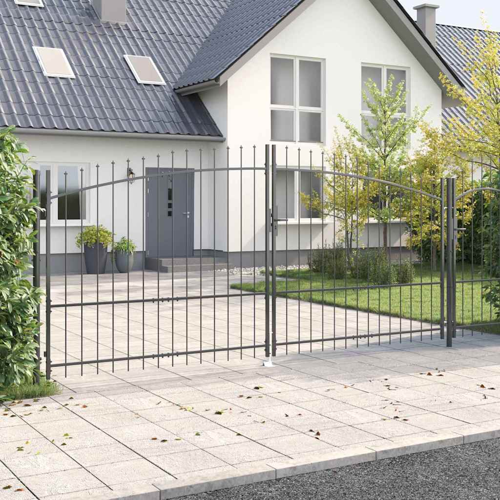 vidaXL Διπλή Πύλη με κλειδαριά Woerden Γκρι 400 x 224,5 εκ. Ατσάλι