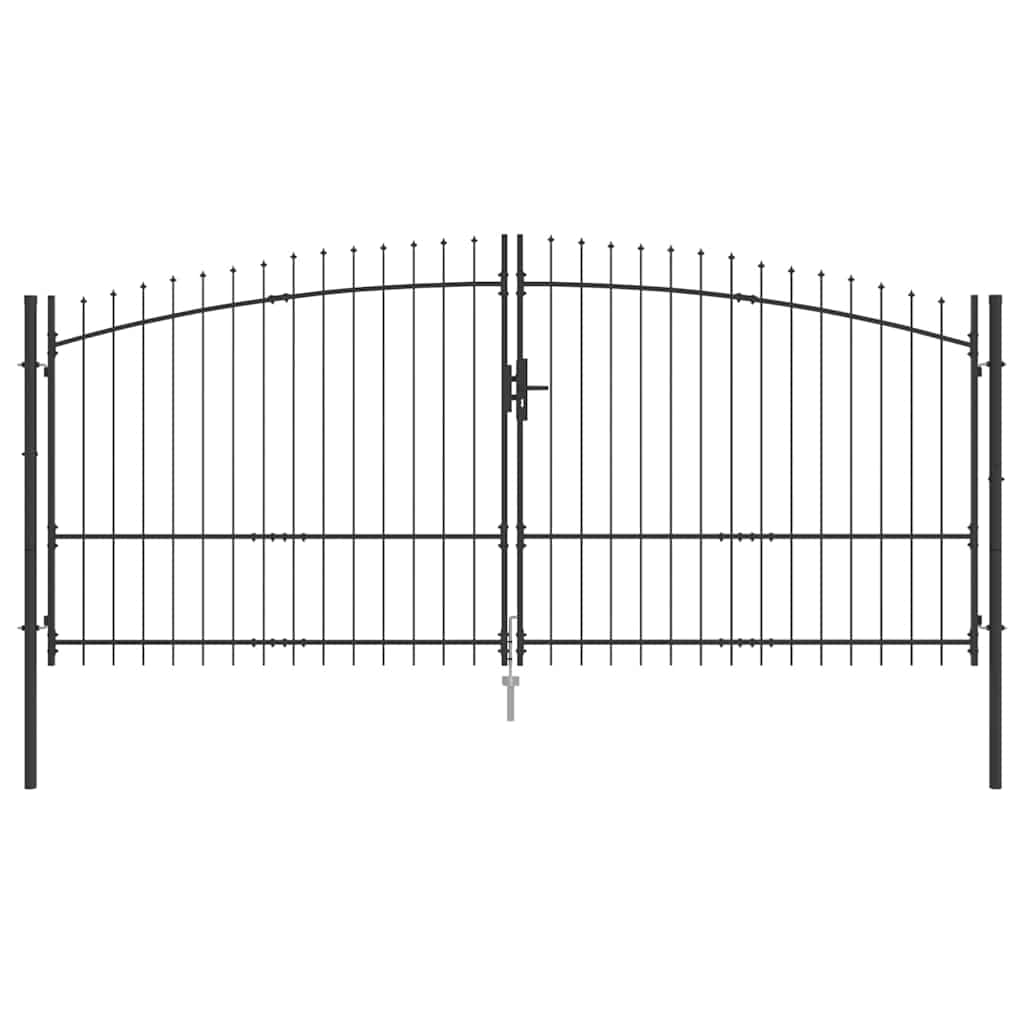 vidaXL Διπλή Πύλη με κλειδαριά Woerden Γκρι 400 x 224,5 εκ. Ατσάλι