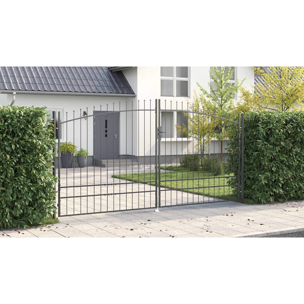 vidaXL Διπλή Πύλη με κλειδαριά Woerden Γκρι 400 x 249,5 εκ. Ατσάλι