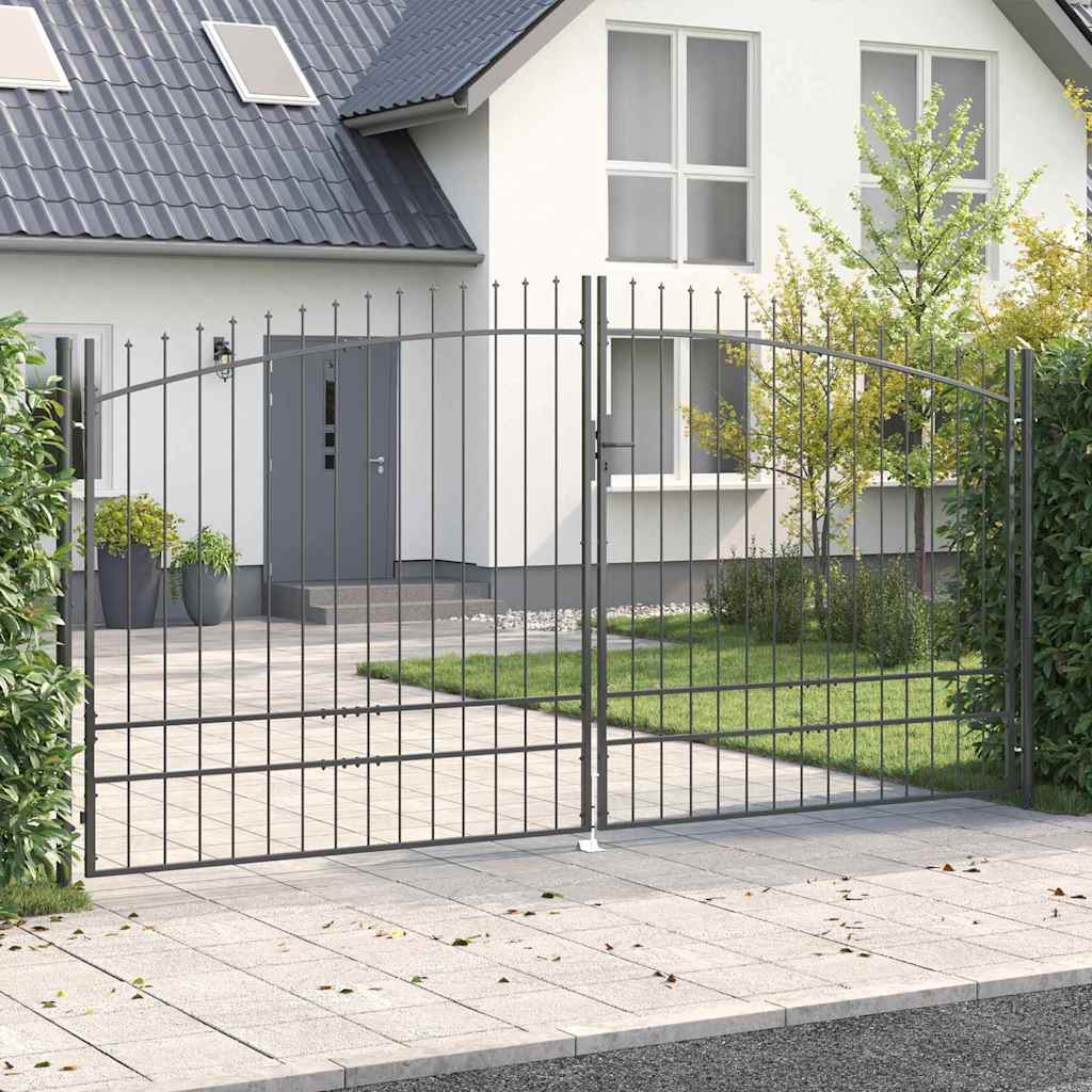 vidaXL Διπλή Πύλη με κλειδαριά Woerden Γκρι 400 x 249,5 εκ. Ατσάλι