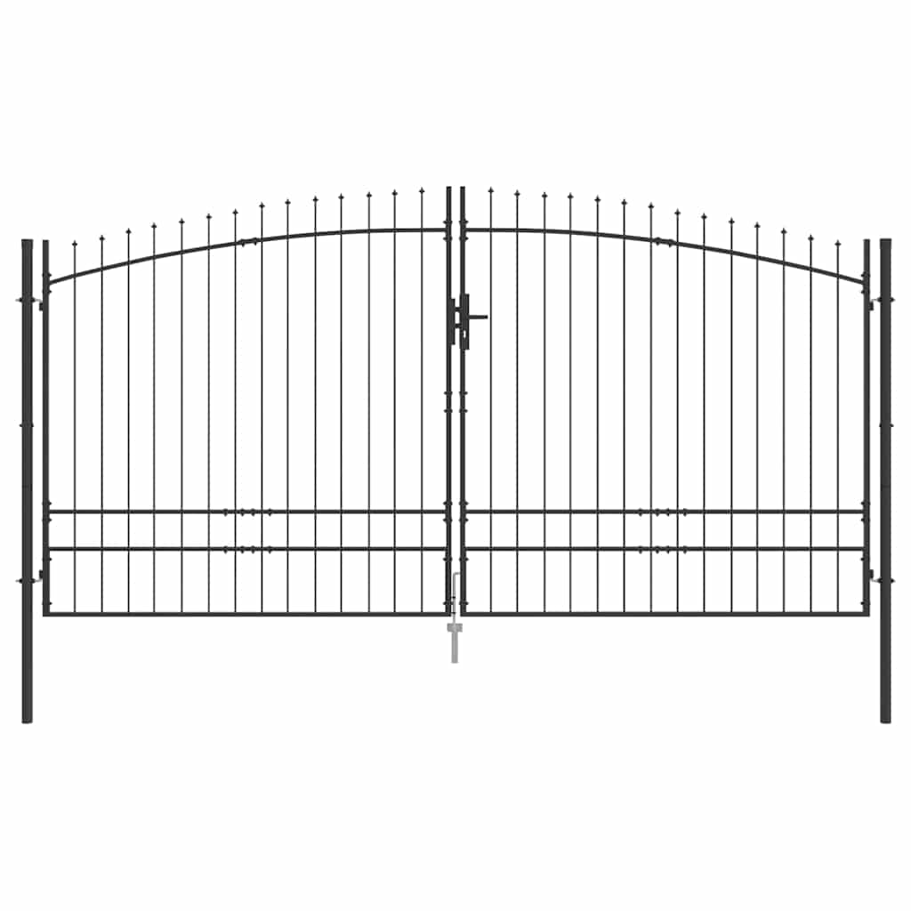 vidaXL Διπλή Πύλη με κλειδαριά Woerden Γκρι 400 x 249,5 εκ. Ατσάλι