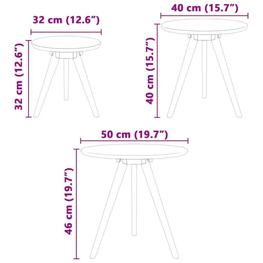 Σετ Τραπεζιών Καφέ vidaXL από Στερεό Ξύλο Καρυδιάς και Μηχανικά Ξύλα