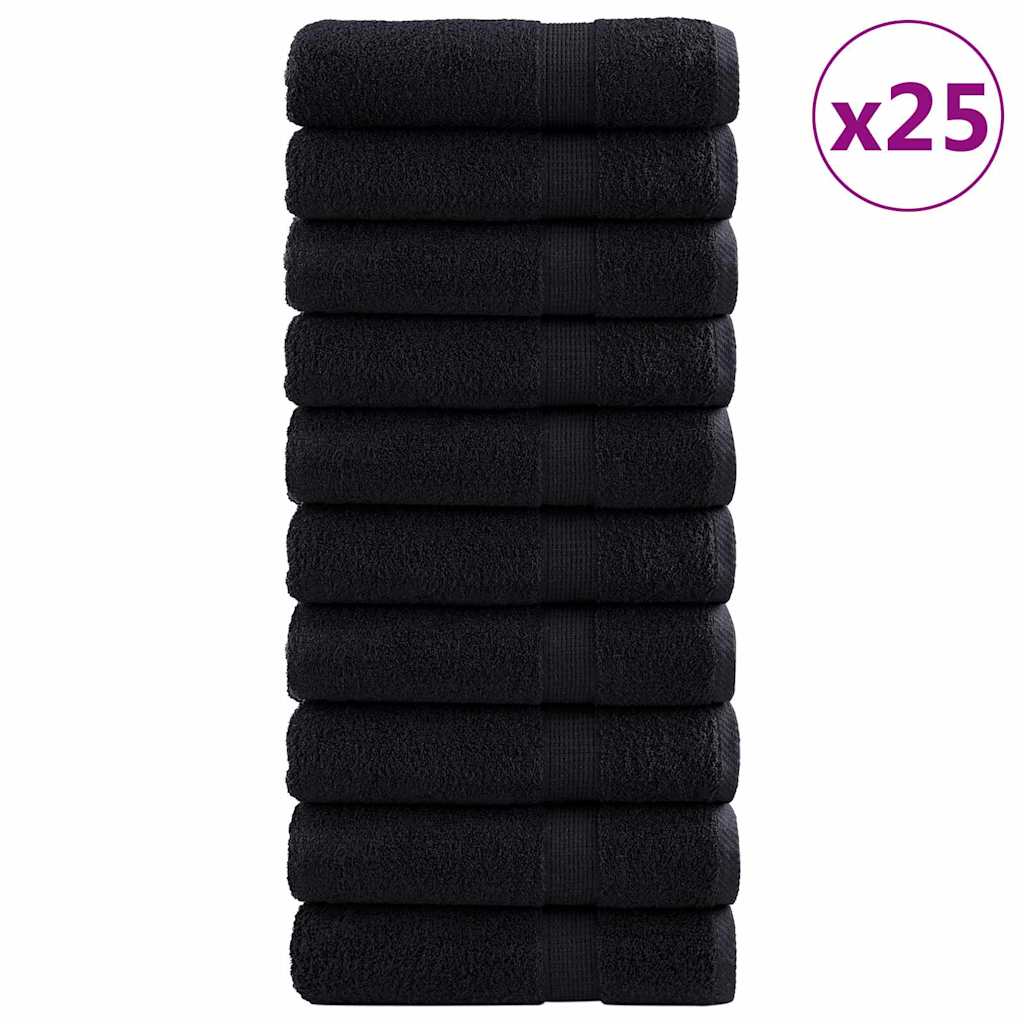 vidaXL Πετσέτα Επισκεπτών SOLUND 25 pcs Μαύρο 70 x 140 cm 550 gsm