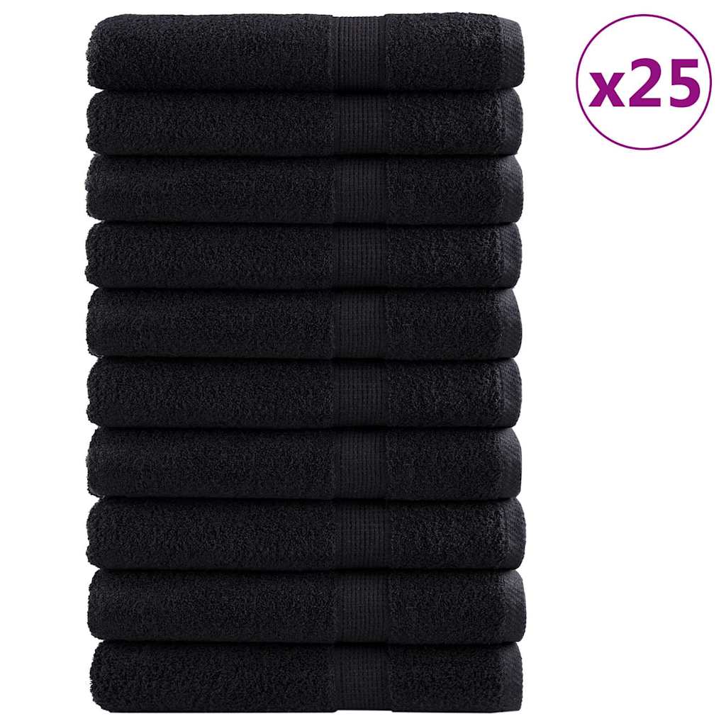 vidaXL Πετσέτα Επισκεπτών SOLUND 25 pcs Μαύρο 100 x 200 cm 550 gsm