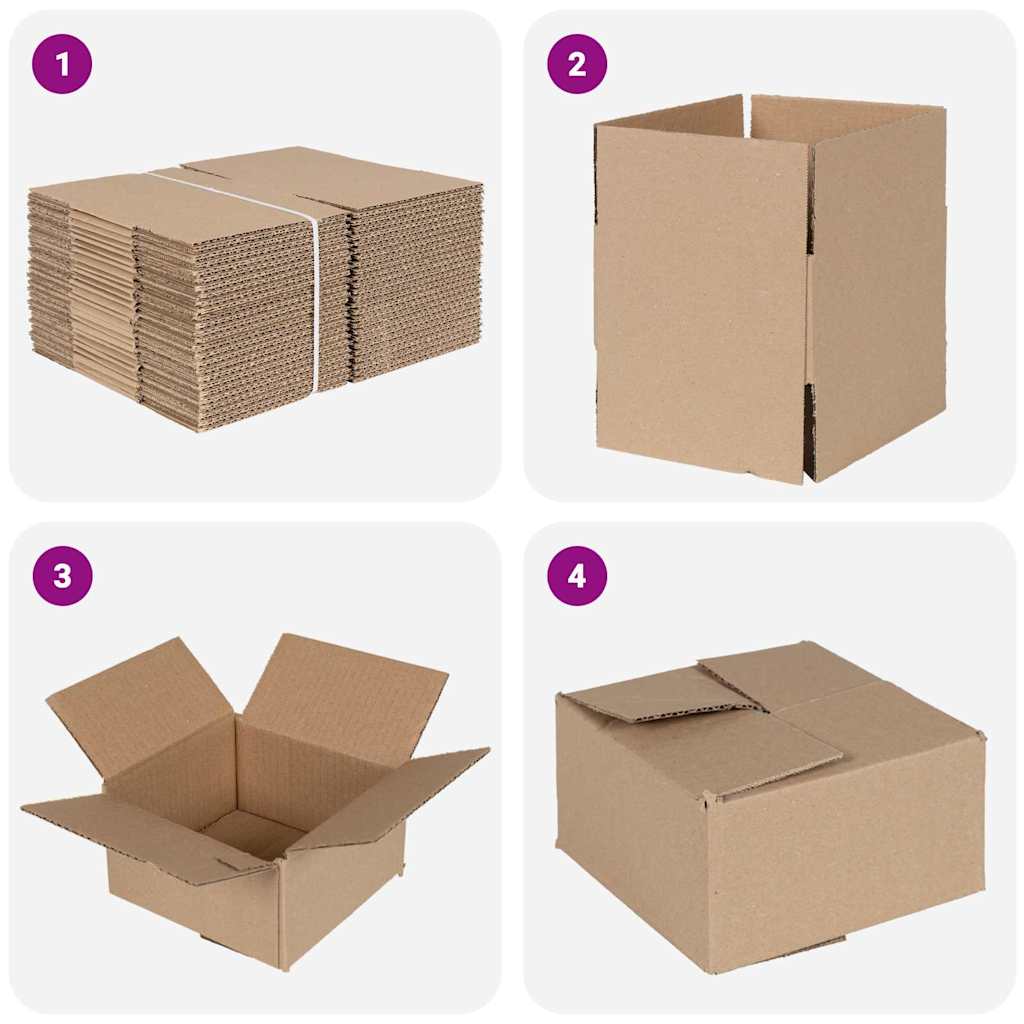 vidaXL Πτυσσόμενο Κουτί 50 pcs Φυσικό 15 x 15 x 8 εκ. Χαρτόνι