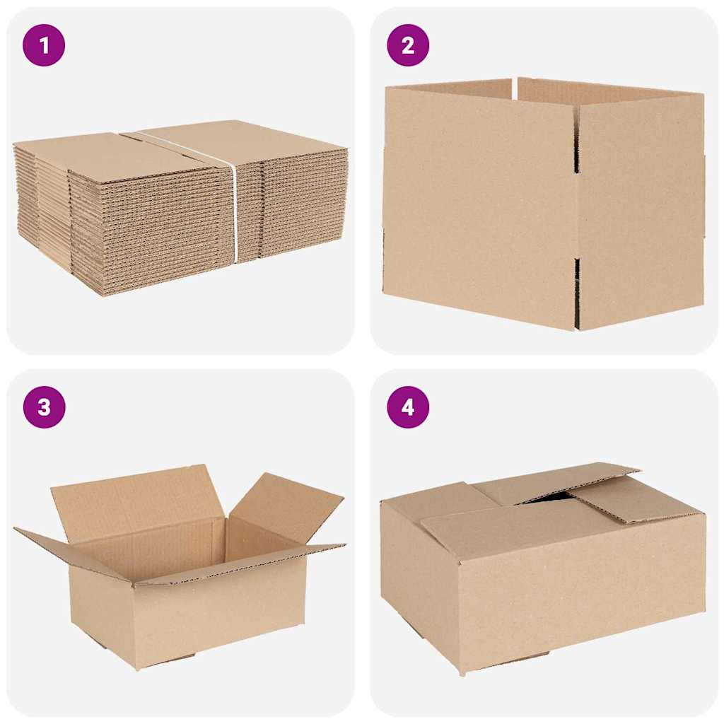 vidaXL Πτυσσόμενο Κουτί 50 pcs Φυσικό 25 x 17,5 x 10 εκ. Χαρτόνι
