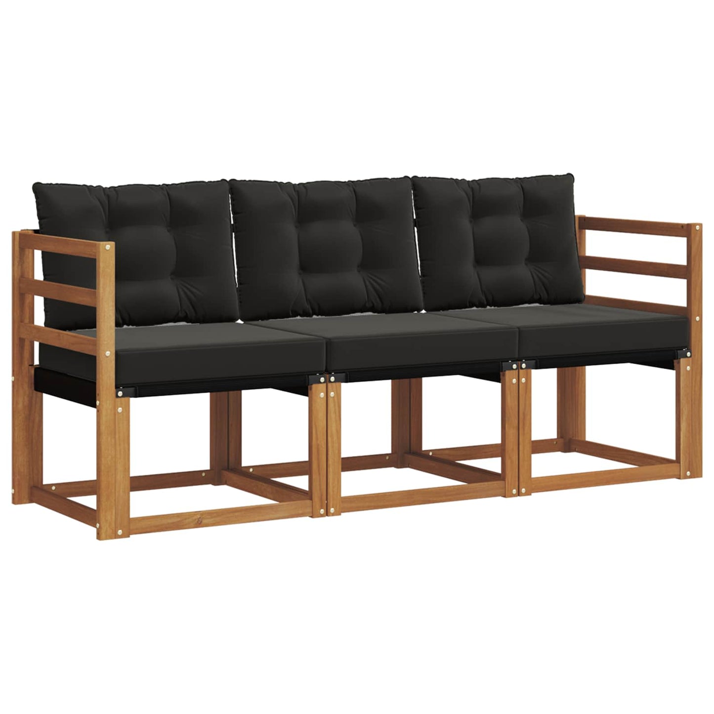 vidaXL Σειρά Καναπέ Εξωτερικού με μαξιλάρι 3 pcs Φυσικό και Μαύρο
