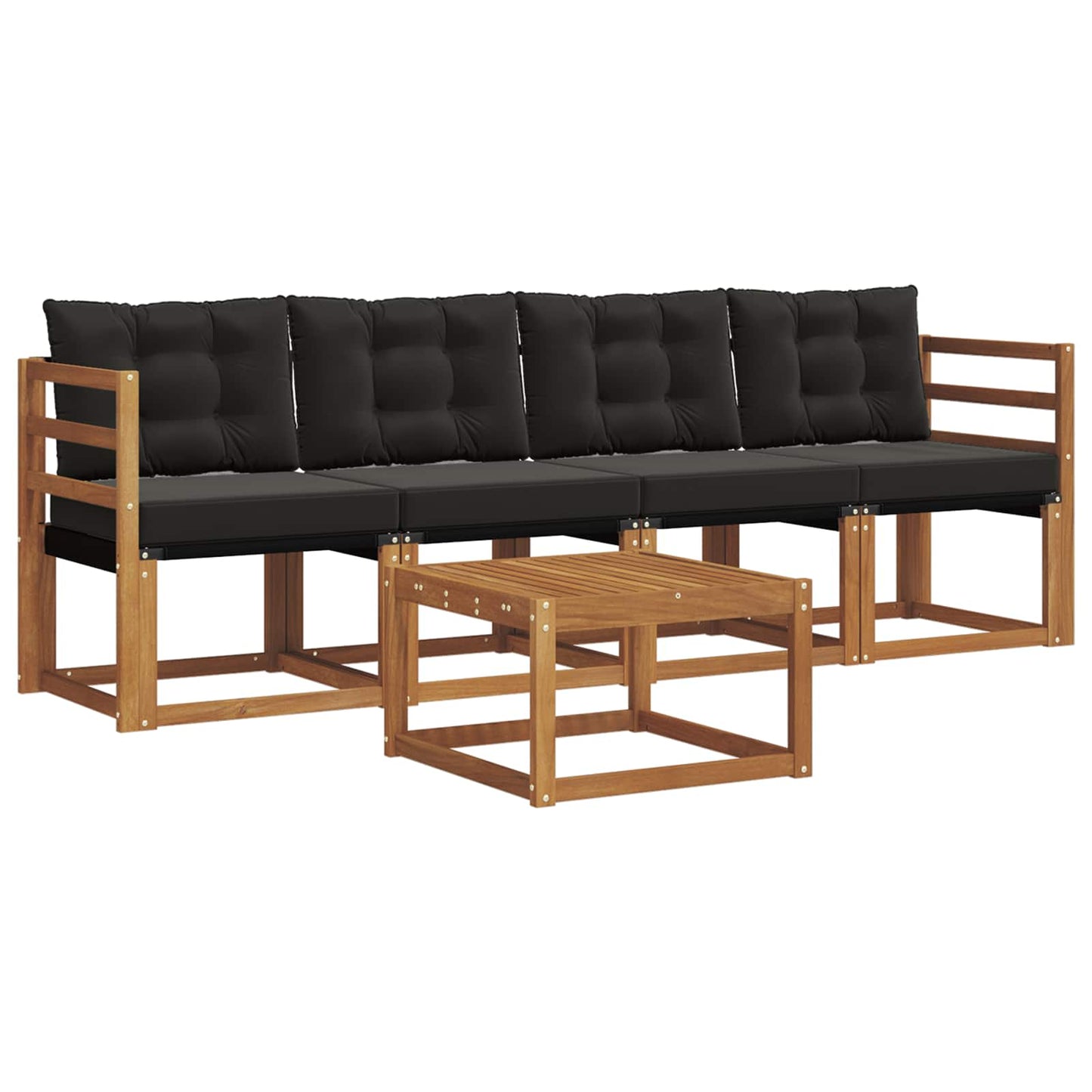 vidaXL Σειρά Καναπέ Εξωτερικού με μαξιλάρι 5 pcs Φυσικό και Μαύρο