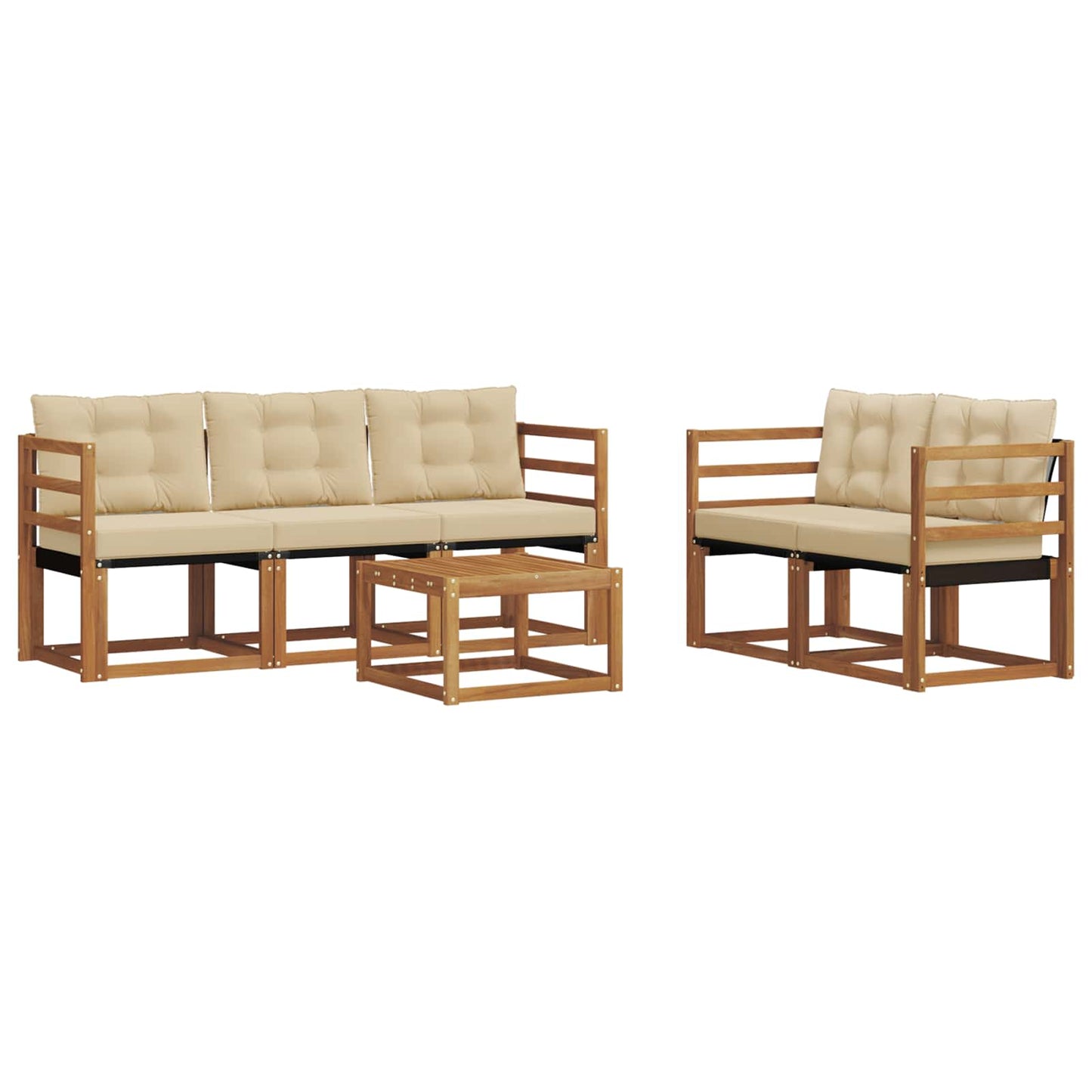 vidaXL Σειρά Καναπέ Εξωτερικού με μαξιλάρι 6 pcs Φυσικό και Μπεζ