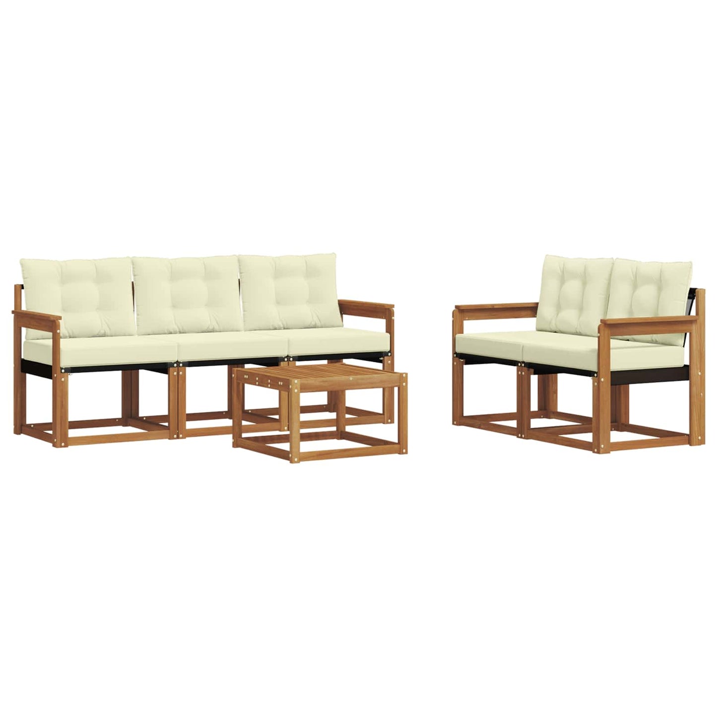 vidaXL Σειρά Καναπέ Εξωτερικού με μαξιλάρι 6 pcs Φυσικό και Κρέμα