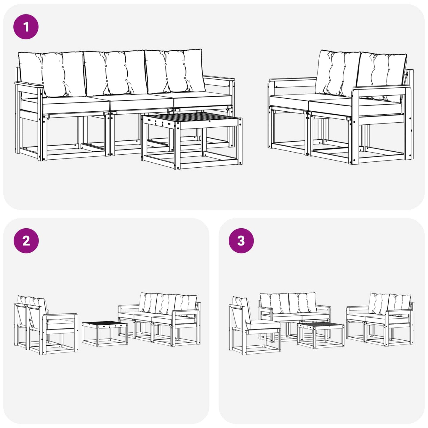 vidaXL Σειρά Καναπέ Εξωτερικού με μαξιλάρι 6 pcs Φυσικό και Κρέμα