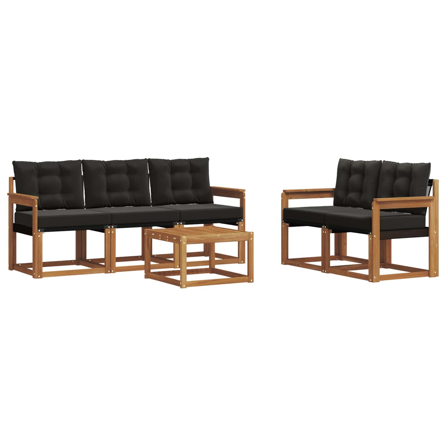 vidaXL Σειρά Καναπέ Εξωτερικού με μαξιλάρι 6 pcs Φυσικό και Μαύρο