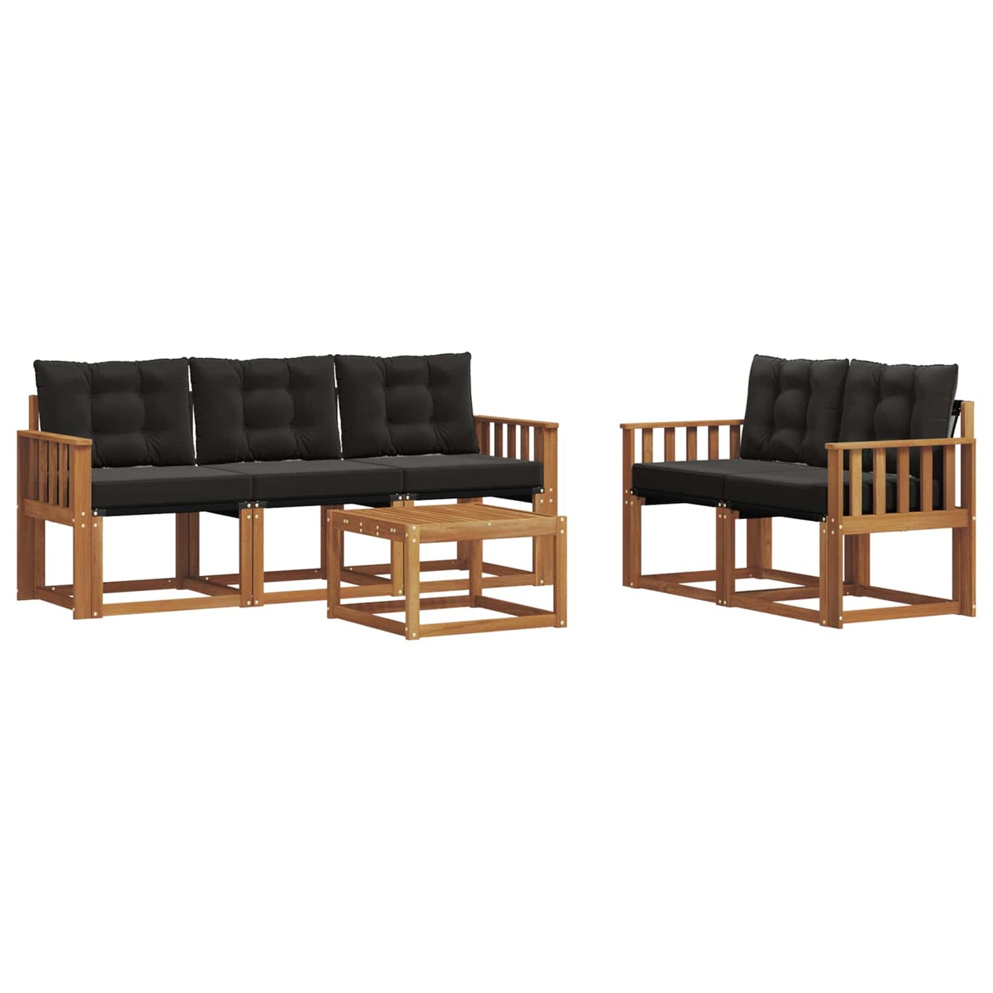 vidaXL Σειρά Καναπέ Εξωτερικού με μαξιλάρι 6 pcs Φυσικό και Μαύρο