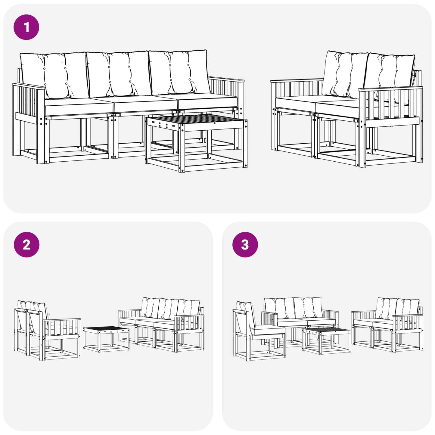vidaXL Σειρά Καναπέ Εξωτερικού με μαξιλάρι 6 pcs Φυσικό και Μπεζ