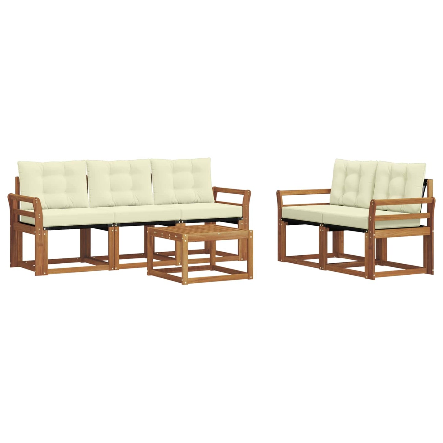 vidaXL Σειρά Καναπέ Εξωτερικού με μαξιλάρι 6 pcs Φυσικό και Κρέμα