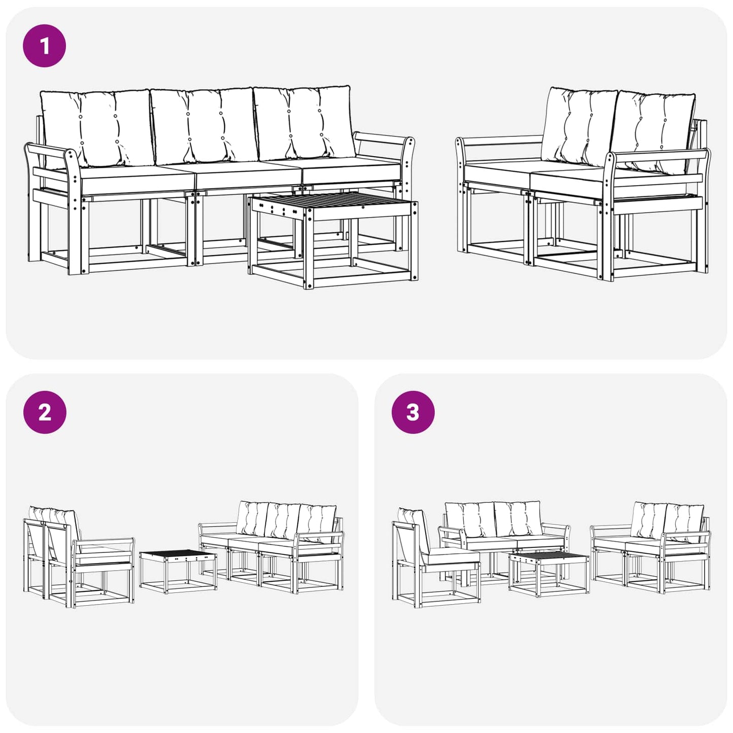 vidaXL Σειρά Καναπέ Εξωτερικού με μαξιλάρι 6 pcs Φυσικό και Μαύρο
