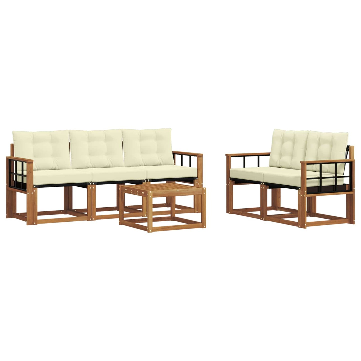 vidaXL Σειρά Καναπέ Εξωτερικού με μαξιλάρι 6 pcs Φυσικό και Κρέμα