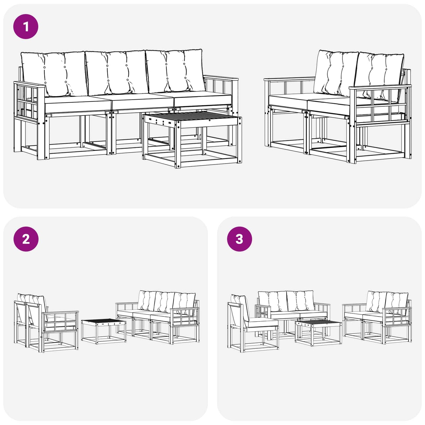 vidaXL Σειρά Καναπέ Εξωτερικού με μαξιλάρι 6 pcs Φυσικό και Κρέμα