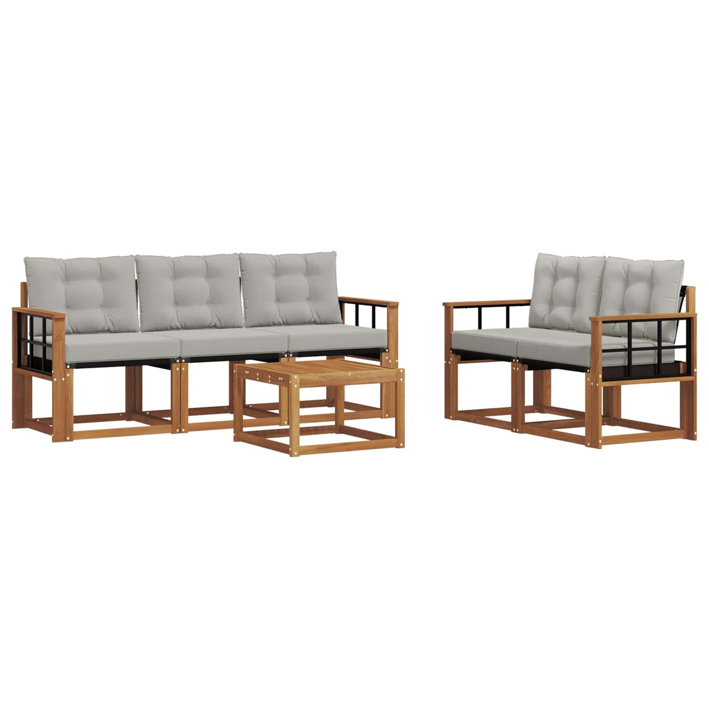 vidaXL Σειρά Καναπέ Εξωτερικού 6 pcs Φυσικό και Ανοιχτό Γκρι